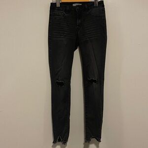 Refuge Charcoal Distressed Ankle Jeans